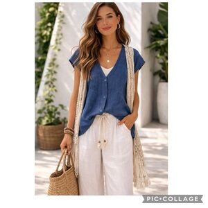 NEW HIXIAOHE FINE KNIT COTTON BLEND VEST CARDIGAN V-NECK BUTTON DOWN